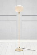 Markslöjd SOBER – lattiavalaisin, harjattu messinki ja valkoinen – tuotekuva
