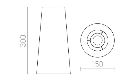 CONNY 15/30 pöytävalaisin varjostin Polycotton musta/valkoinen PVC max. 23W – valmistajan mittapiirros (R14533)