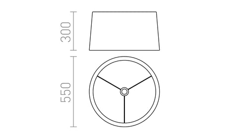 ASPRO 55/30 varjostin Polycotton musta/valkoinen PVC max. 23W – valmistajan mittapiirros (R14532)