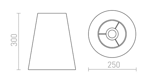 CONNY 25/30 pöytävalaisin varjostin Polycotton musta/valkoinen PVC max. 23W – valmistajan mittapiirros (R14534)