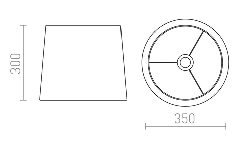 CONNY 35/30 varjostin Polycotton musta/valkoinen PVC max. 23W – valmistajan mittapiirros (R14535)