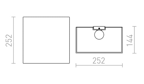 LOPE W 25/14 seinä Polycotton musta/valkoinen PVC 230V LED E27 15W – valmistajan mittapiirros (R14545)