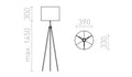 GARDETTE lattiavalaisin musta alumiini LED E27 15W – valmistajan mittapiirros (R12489)