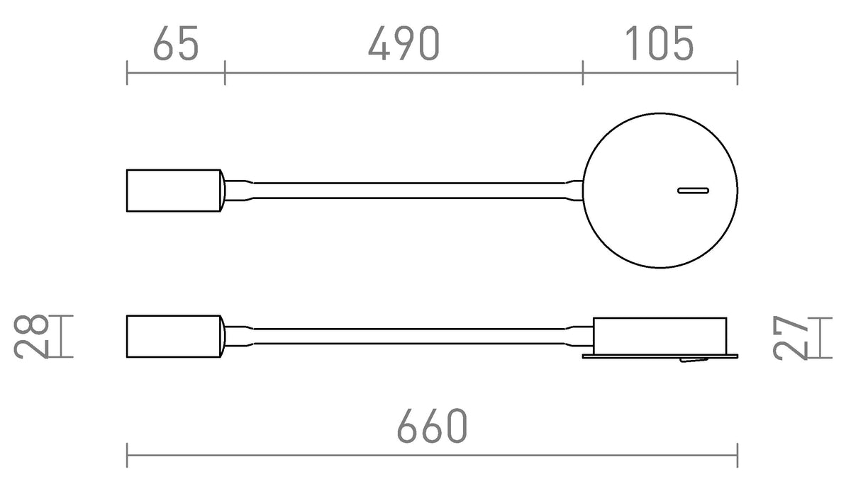 Rendl VALE LED-vägglampa – måttskiss