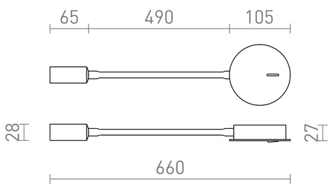 Rendl VALE LED-vägglampa – måttskiss