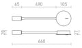Rendl VALE LED-seinävalaisin, taipuisa varsi – valmistajan mittapiirros (R13647,R13648)