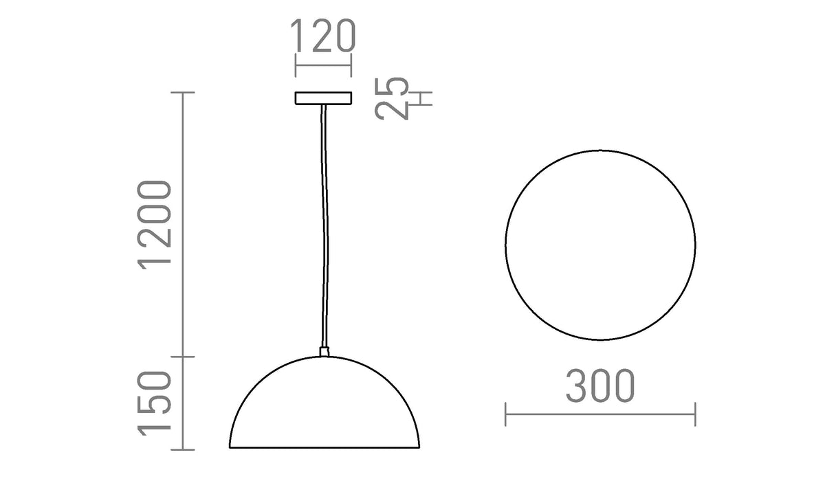 GLADYS 30 riippuvalaisin 230V LED E27 15W – valmistajan mittapiirros (R14110,R14109,R14108,R14107)