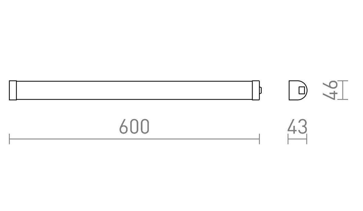 Rendl TONIC 60 LED-vägglampa – måttskiss