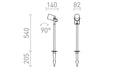 NAVONA 47 piikillä tummanharmaa 230V LED GU10 8W IP65 – valmistajan mittapiirros (R14138)
