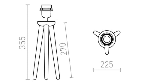 Rendl BASCO bordslampsfot – måttskiss