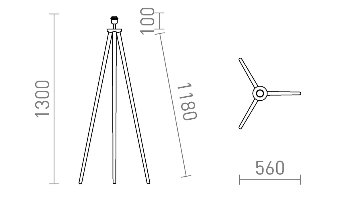 Rendl BASCO golvlampsfot – måttskiss