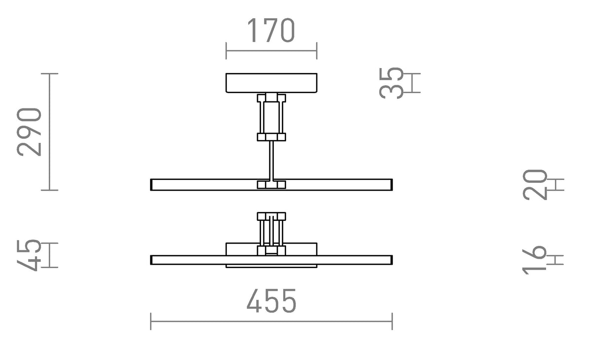Rendl FRIDA 46 LED-tavelbelysning, mattsvart, 8 W, 3000 K – måttskiss