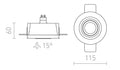 DAYTONA suunnattu 230V LED GU10 8W – valmistajan mittapiirros (R14162,R14161,R14160)