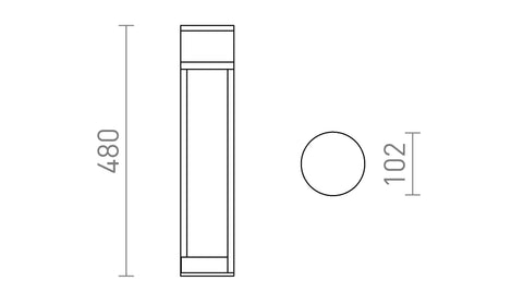 JEAN 50 pollarit pistorasioilla tummanharmaa 230V LED G9 5W IP54 – valmistajan mittapiirros (R14173)