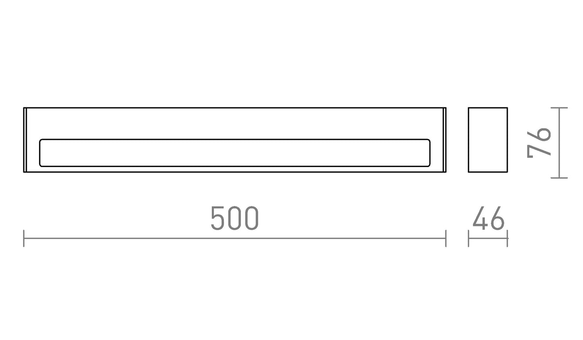 Rendl ASTER 50 LED-vägglampa för utomhusbruk med ljus i två riktningar – måttskiss