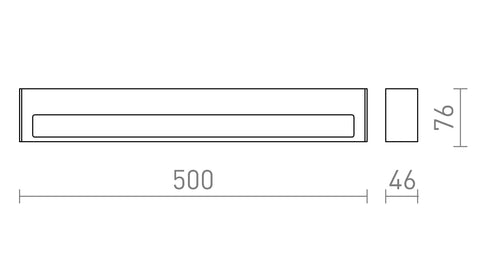 Rendl ASTER 50 LED-vägglampa för utomhusbruk med ljus i två riktningar – måttskiss
