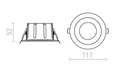 Rendl ANSEL LED-uppovalaisin, valkoinen/mustakromi – valmistajan mittapiirros (R14238)