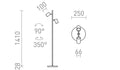 FLYNN II lattia 230V LED GU10 2x9W – valmistajan mittapiirros (R14267,R14266)