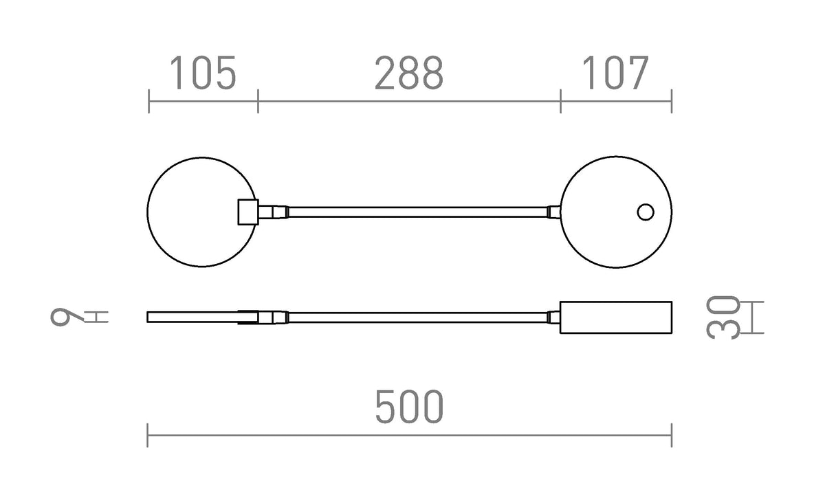 Rendl CELESTE LED-vägglampa – måttskiss