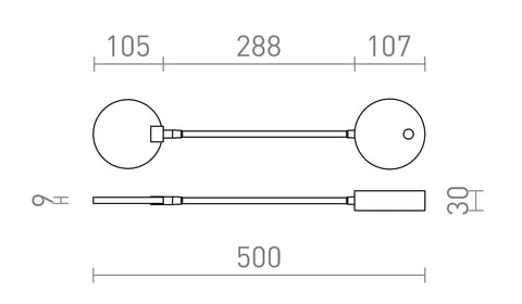 Rendl CELESTE LED-vägglampa – måttskiss