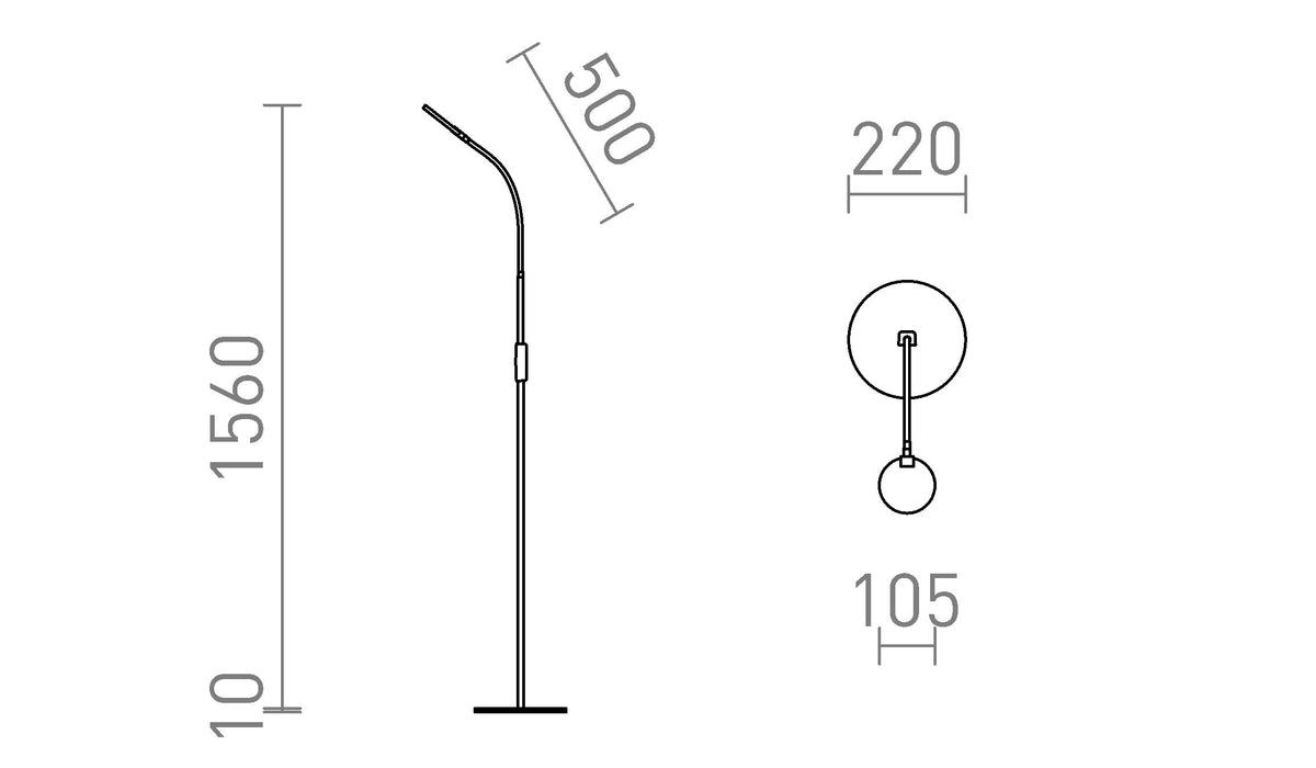 Rendl CELESTE HIMM LED-golvlampa – måttskiss