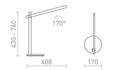 Rendl ROD HIMM LED-bordslampa, vit – måttskiss