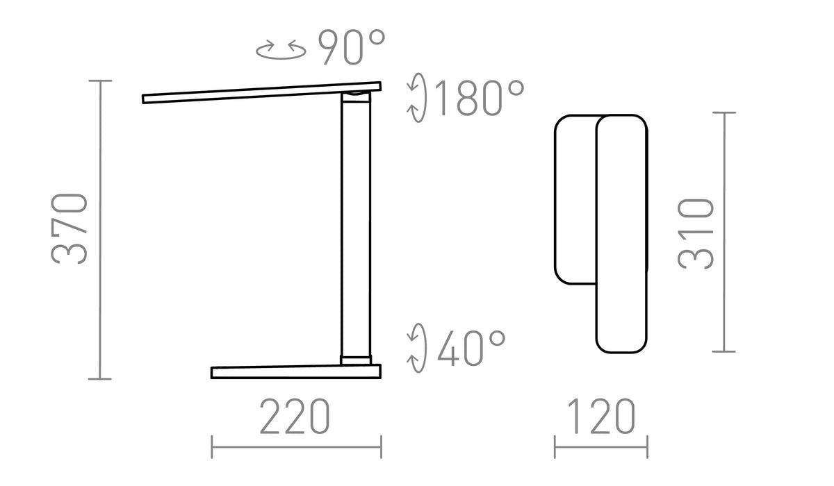 Rendl MAREK DIMM LED-bordslampa – måttskiss