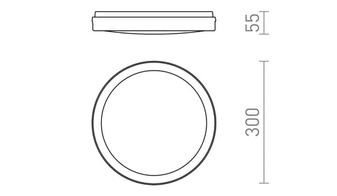 Rendl SONO 30 LED-ulkovalaisin, säädettävä värilämpötila – valmistajan mittapiirros (R14298)