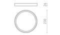LANA 23 pinta-asennettava muovi 230V LED 18W 3000K 4000K 6000K – valmistajan mittapiirros (R14303,R14302,R14301)