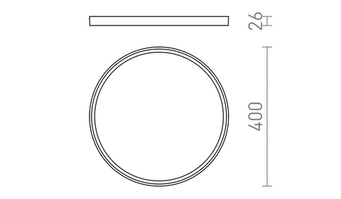 LANA 40 pinta-asennettava muovi 230V LED 32W 3000K 4000K 6000K – valmistajan mittapiirros (R14306,R14305,R14304)