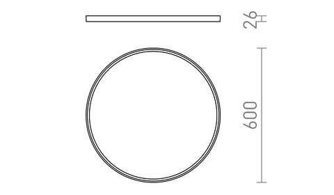 LANA 60 Pinta-Asennettava Valaisin – Valkoinen, LED 50W, 5000 lm, CCT 3000K/4000K/6000K – valmistajan mittapiirros (R14299)