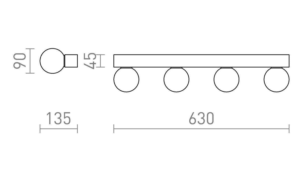 Rendl DOMINO vägglampa – måttskiss