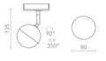 Rendl LYRA LED-kohdevalaisin 1-vaihekiskolle – valmistajan mittapiirros (R14427)
