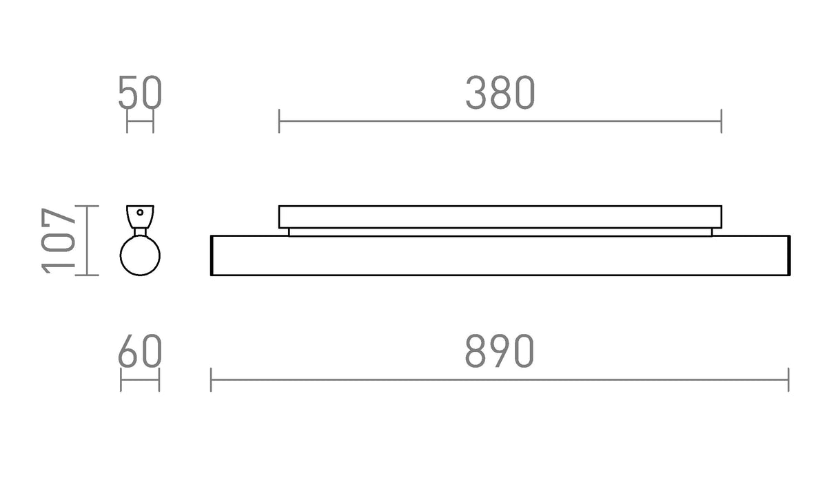 Rendl RIVIER LED 89 18 W vägglampa – måttskiss