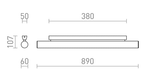 RIVIER LED 89 seinä 230V LED 18W 3000K – valmistajan mittapiirros (R14490)