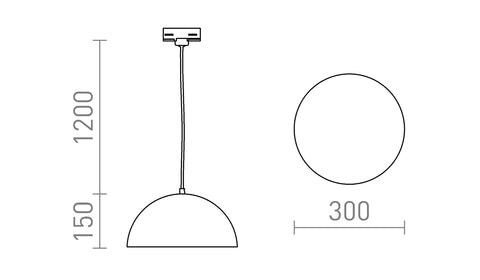 GLADYS 30 3-vaihekiskolle 230V LED E27 15W – valmistajan mittapiirros (R14509,R14508,R14507,R14506)