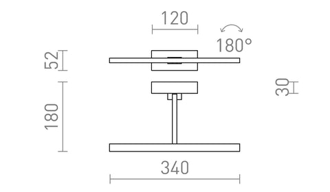Rendl FRESCO 34 LED-tavelbelysning, svart, 6 W, 3000 K – måttskiss
