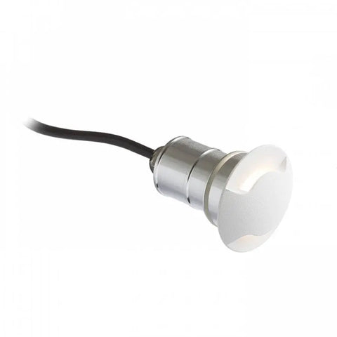 Valkoinen KICK II LED muuri- ja opastevalaisin, 3W, IP54, pyöreä runko ja liitosjohdot.
