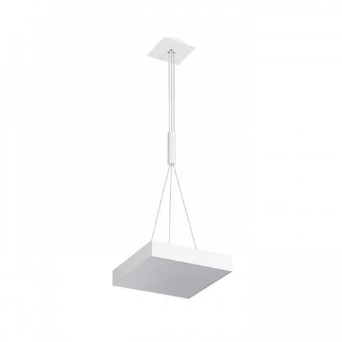 Valkoinen LARISA SQ 30 LED-riippuvalaisin, minimalistinen muotoilu ja moderni tyyli.