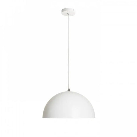 Valkoinen CARISSIMA 40 riippuvalaisin, moderni lakattu metallivarjostin, minimalistinen muotoilu.