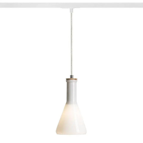 PULIRE CON riippuvalaisin 1-vaihekiskolle, opaalilasi/puu, E14 - Nordic Lumen