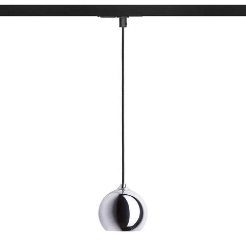 DESTY 1-vaihekiskolle riippuvalaisin, krominen metallivarjostin, musta ripustuskaapeli, moderni design, GU10 valonlähde