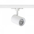 Valkoinen CADENZA 3-vaihekiskovalaisin LED GU10 10W, tyylikäs kohdevalaisin vaalealla taustalla.