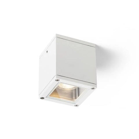 KEIG-kattovalaisin valkoisena, suunniteltu ulkokäyttöön, minimalistinen design ja tehokas valaistus.