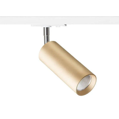 MAVRO kultainen himmennettävä LED-kohdevalaisin 1-vaihekiskossa, elegantti valaistusratkaisu