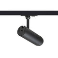 FOCUS 12 LED-valaisin mustana 1-vaihekiskossa, näyttäen valaisimen pyöreän muodon ja kiinnityksen.