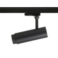 Musta FOCUS 12 LED-spotti valkoisessa 3-vaihekiskossa, säädettävä valon kulma.