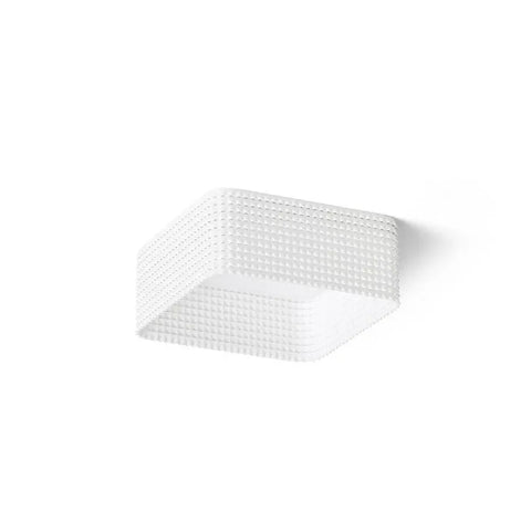 Valkoinen neliönmuotoinen upotettava LED-valaisin 3D-tulostetusta PLA-materiaalista.
