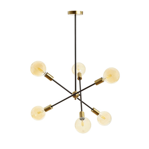 ARTEMIA 6 pylväiden varassa musta harjattu messinki 230V LED E27 6x15W - Nordic Lumen