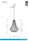 Markslöjd GRÄNSÖ – 3-valoinen kruunuvalaisin, kromi – valmistajan mittapiirros